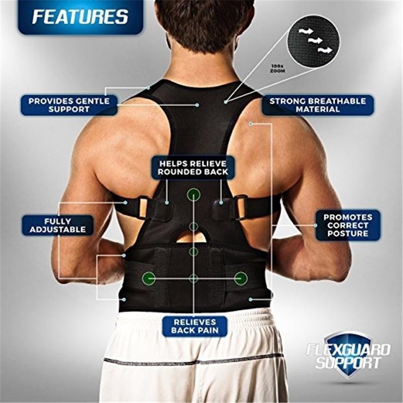 Adjustable Magnetic Posture Back Support Corrector Lumbar Strap Waist Trimmer - MakenShop