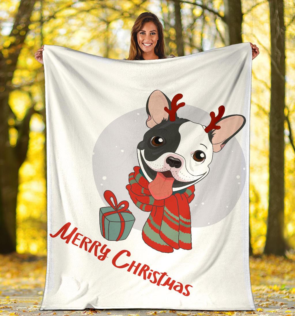 Large Bulldog Sheepskin Christmas Blanket - MakenShop