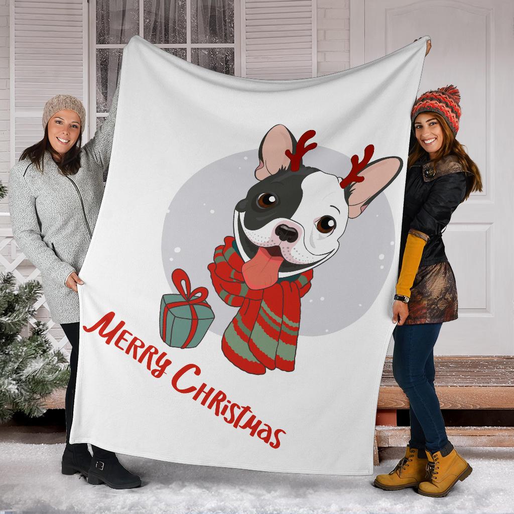 Large Bulldog Sheepskin Christmas Blanket - MakenShop