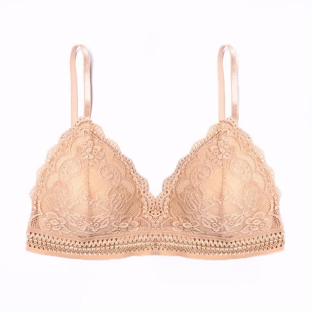 1/2PCS French Style Bralette Seamless Deep V Lace Wireless Bra - MakenShop