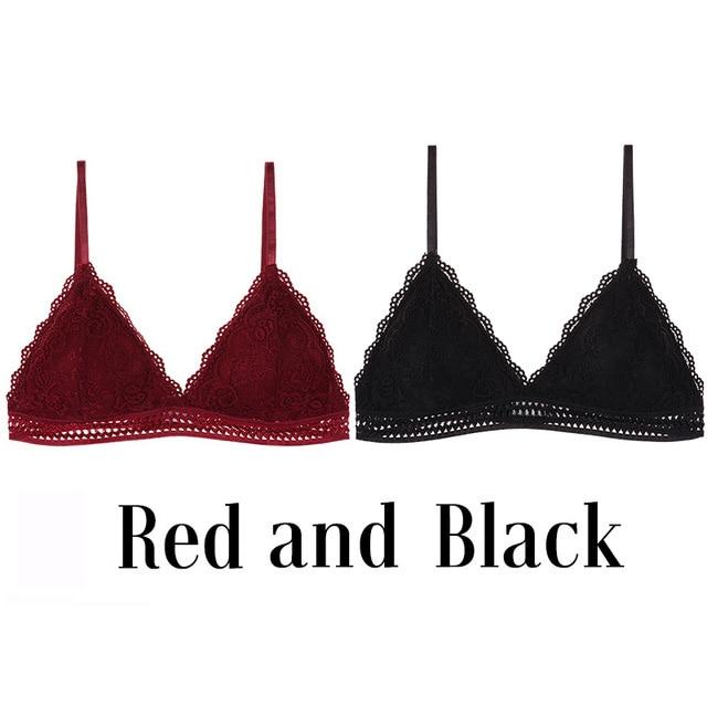 1/2PCS French Style Bralette Seamless Deep V Lace Wireless Bra - MakenShop