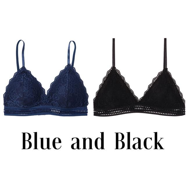 1/2PCS French Style Bralette Seamless Deep V Lace Wireless Bra - MakenShop