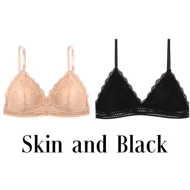 1/2PCS French Style Bralette Seamless Deep V Lace Wireless Bra - MakenShop