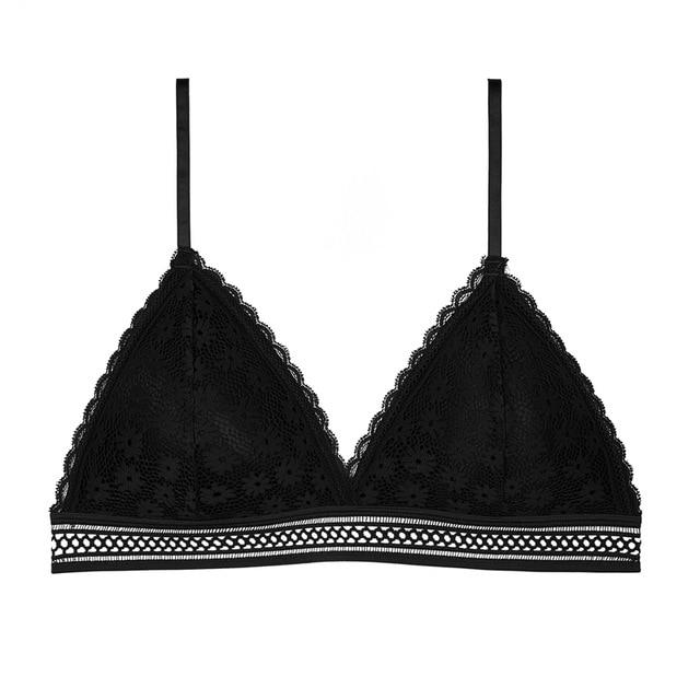 1/2PCS French Style Bralette Seamless Deep V Lace Wireless Bra - MakenShop